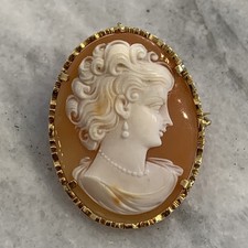Gold vintage cameo - vintage,