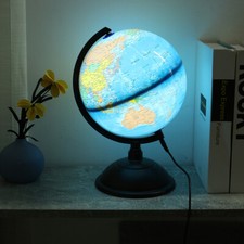 Rotating World Globe LED Light Up Illuminated Globe con USB Study Play Learning