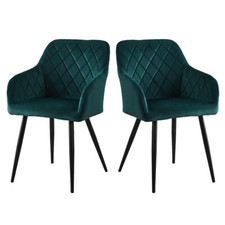 Set of 2 Faux Leather/Velvet Dining Chairs Upholstered Seat Home&Restaurant NEW