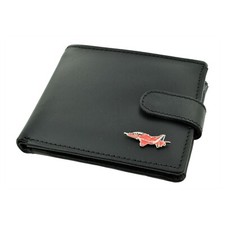 Genuine Black Leather Wallet with a Hawk Jet Red Aerobatic Plane Aircraft Emblem