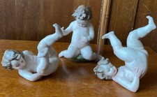 Set Of 3 Naples Capodimonte Signed Bisque Piano Babies