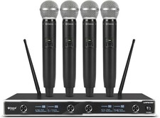 D Debra D-440 UHF 4-Channel Wireless Microphone System with 4 Cordless Handheld 