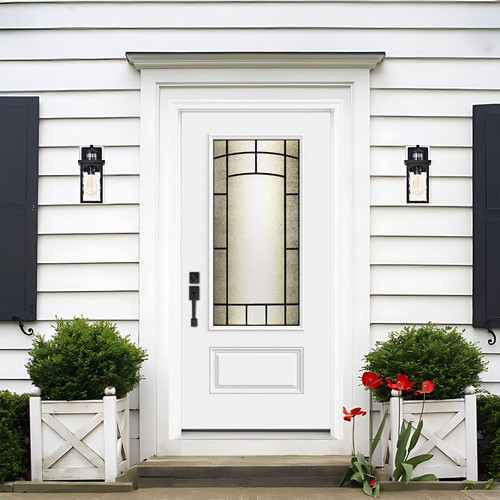 White fiberglass front door - front,