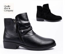 Ladies Ruched Ankle Boots Zip