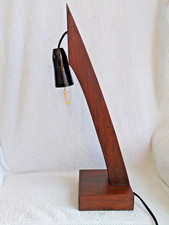 Table Lamp mahogany Light Made from Recycled Timber   43cm tall