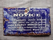 Bristol Tramways Carriage Company Blue Enamel Notice
