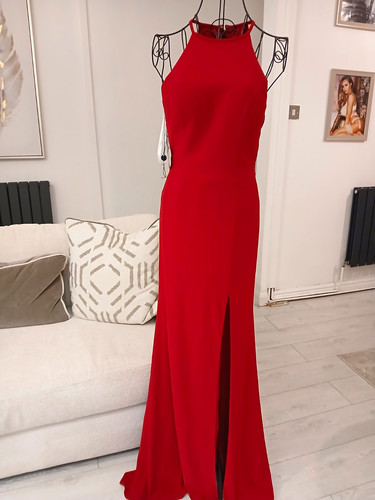 Sherri hill red halter open - sherri,