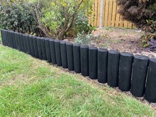 Wooden Garden Lawn Edging Flower Bed Log Roll Edge Path Panels Black Pack of 2