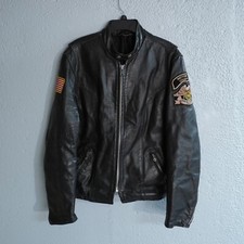 Vintage RAM Harley Davidson Cafe Racer biker distressed black leather jacket