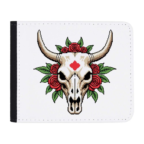 Pixel cow skull with roses - skull, roses'
