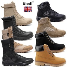 Men Military Tactical Work Boots Desert Leather Combat Jungle Camping Army Boots