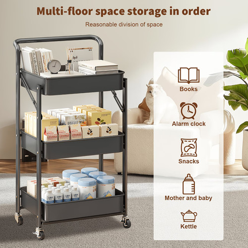 Tier metal folding trolley - metal,