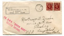 GB 1936 “via R.M.S. QUEEN MARY MAIDEN VOYAGE” UK to U.S.A. cacheted cover. 