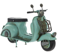 Blue Vespa Scooter Model Metal Tin Vintage Style Blue Scooter