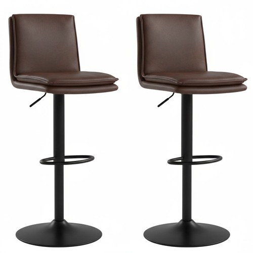 Bar stools set brown pu - brown,