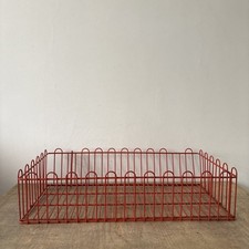Vintage Rustic Extra Large Red Coated Metal Wire Storage Basket Display Tray 