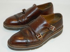Vintage  Calce Double monk strap Brown leather shoes size 40 / 6 Handmade