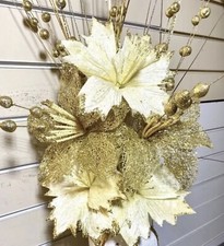 Cream Gold Flower Arrangement 3 Cream 2 Gold Flowers And Spray Shooter For Vase