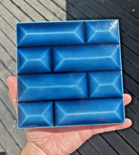 ANTIQUE ART DECO GEOMETRIC BEVELLED BRICK BLOCK MID CENTURY STYLE FIREPLACE TILE