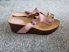 Scholl Edna Flip Flop Wedge Sandal Pink 6.5 Vgc 