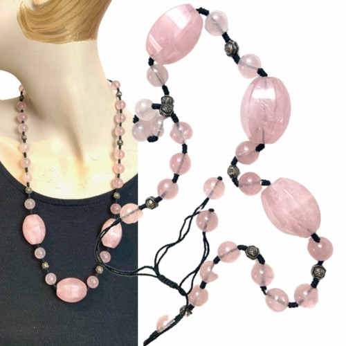 Rose quartz necklace pink - pink, on