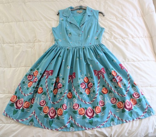 Blue floral summer - blue, cotton