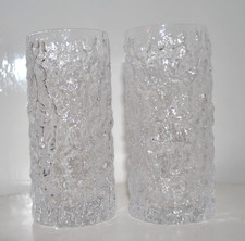 Whitefriars 2x Glacier Tumblers- Clear- Vintage Textured glass-Decorative GC