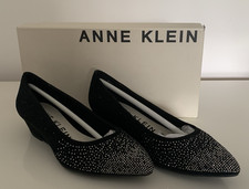 Anne klein Wedges Ellery Women's shoes Sz 5W Black w/ Sparkles Boxed VGC