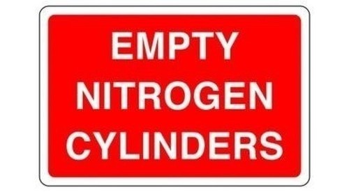 Empty nitrogen cylinders sign