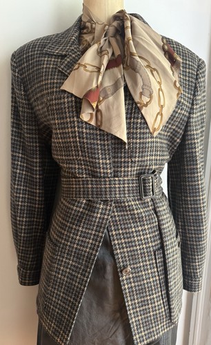 Womens blue houndstooth - blue, belted