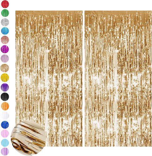 Champagne gold tinsel curtain - tinsel,