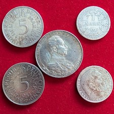 German Silver Coins Joblot 5x