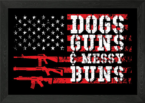 Dogs guns messy buns - buns, framed