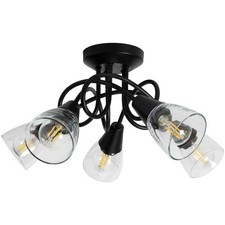 Black 5 Light Flush Ceiling Light Metal Curico Modern Home Fixture