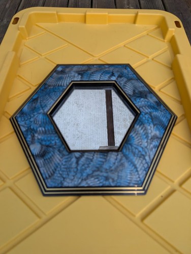 Hexagonal wall mirror blue - wall,