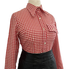 Vintage 1970s Red White Check