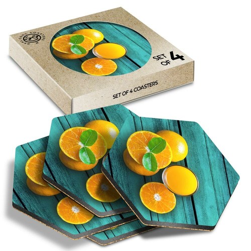 Hexagon coasters orange - 4,