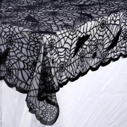 Halloween lace tablecloth - tablecloth, bat