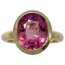 2.01ct Vivid Pink Rubellite Tourmaline Oval 18k Yellow Gold Bezel Solitaire Ring