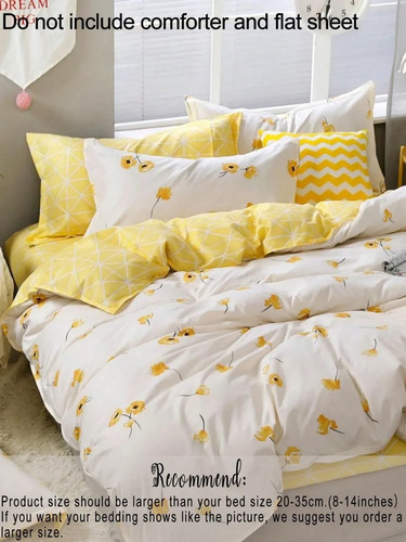 Yellow floral duvet cover - duvet,