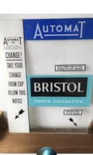Original Vintage Bristol Cigarette Vending Machine Perspex Front  Advertising