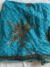 Brand New Party Wear Net Saree In Turquoise Colour