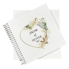 Large Wedding Photo Album Scrapbook Guest Book Boxed Gold Green Leaf Heart LS-6