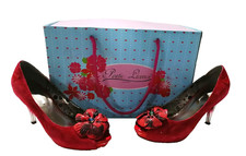 Poetic Licence Women's Red Textile Wedge Party Heel Court Shoes Size UK4.5 Boxed