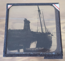 1930s Glass Magic Lantern Slide The Martello Tower, Sailing Boat, Lynmouth Devon