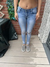 Studded Low Rise Ripped Jeans