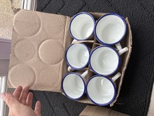 6 x White Enamel Mugs Camping