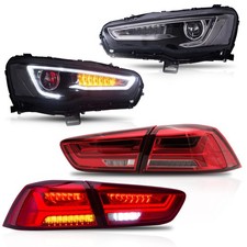 VLAND Demon Eye Headlights+Red &Clear Taillights For 2008-2020 Lancer Sequential