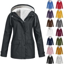 Womens Fleece Hooded Parka Jackets Ladies Winter Warm Coats Outwear Waterproof