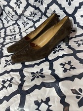 Womens Gabor Uk 6.5 Dark Brown Suede 2” Heel Slip On Smart Casual Court Shoes